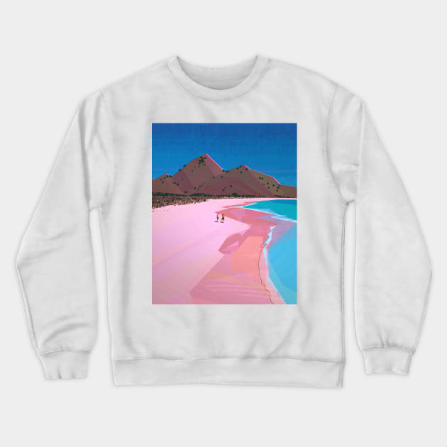 Pink Beach Crewneck Sweatshirt by Henry Wong